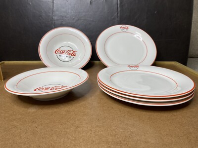Vintage Coca Cola Cafe Dinner Plates & Bowls Red/White by Gibson