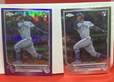 2022 Topps Chrome Rookie Julio Rodriguez Debut Purple SP USC165 and Base