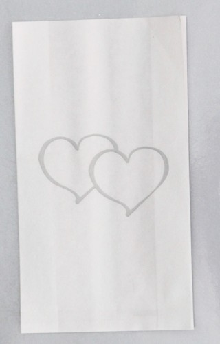 50 White Food Grade Paper Wedding silver and gold print heart cake macaron bags - Foto 15 di 27