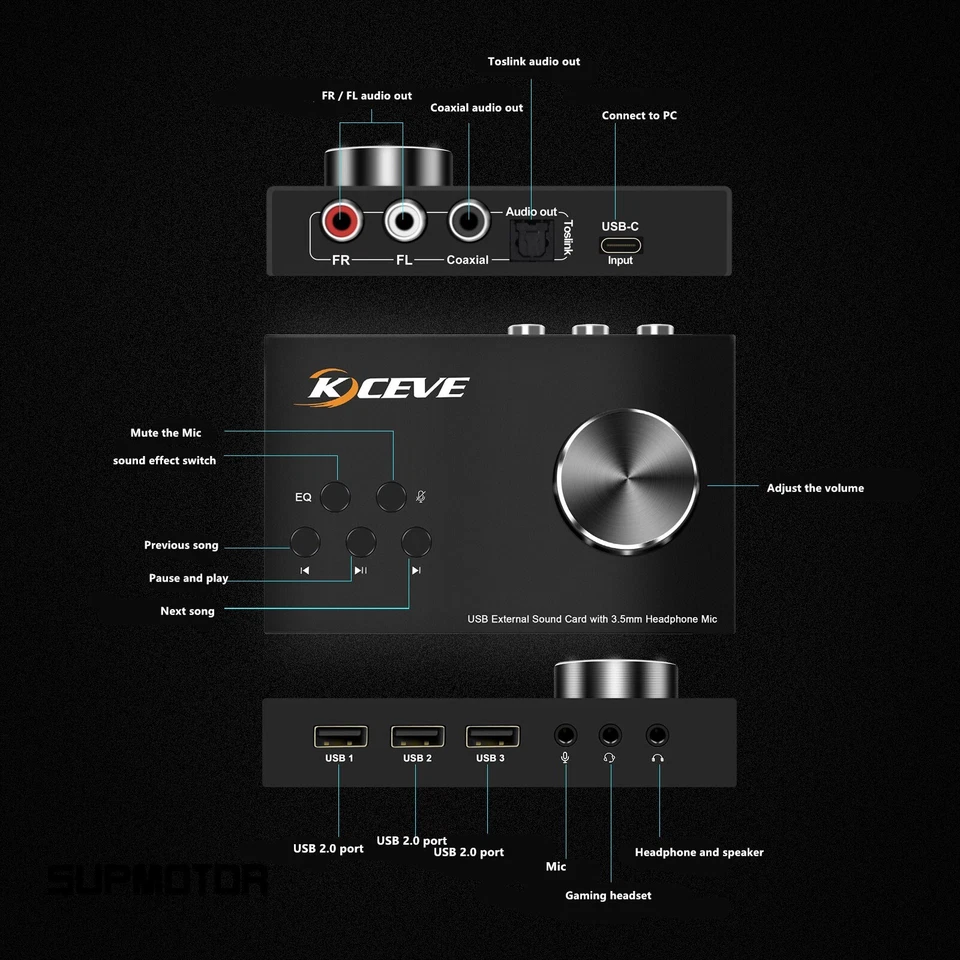 KC-U004 USB External Sound Card with 3.5MM Headphone Mic Interface Plug and Play - Image 2 of 3
