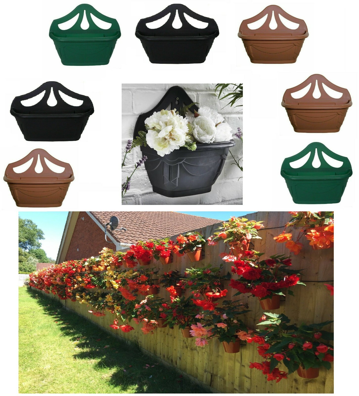 Fence Wall Planter Plant Flower Basket Pot Container Garden
