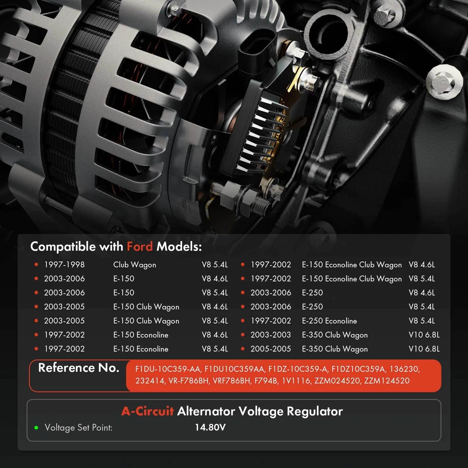 Regulador alternador 14,8 V para Ford F-150 F-250 F-250 Super Duty E-150 Lincoln Foto 2 de 4