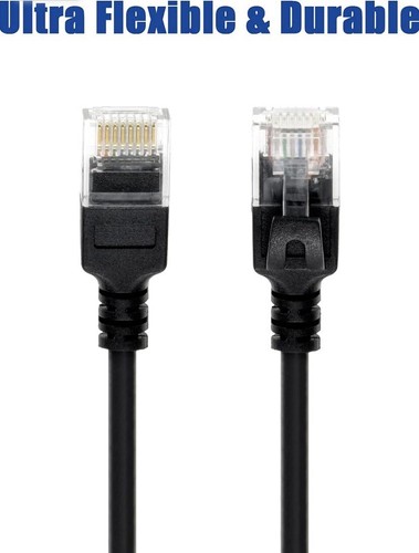 0.5Ft Cat6A UTP Slim Ethernet Cable 28AWG 550MHz, Patch Cable, 10 -Pack Black - Picture 2 of 6