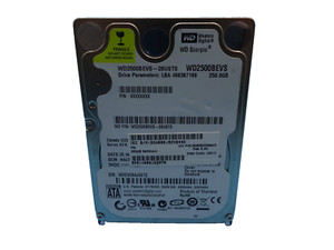 250 GB SATA WD WD2500BEVS - 26UST0 S/N: WXEX08AJ9912 2,5 ZOLL #NFP914