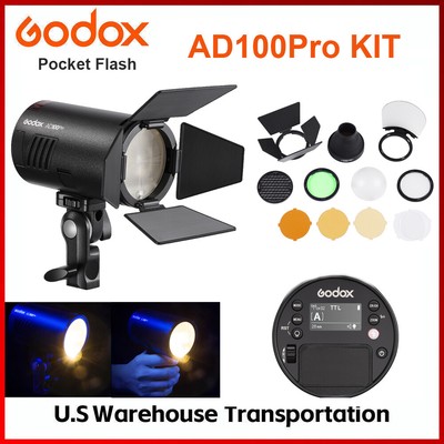 US Godox AD100Pro 100Ws TTL 2.4G HSS Pocket Flash+ AK-R1 round head Accessories