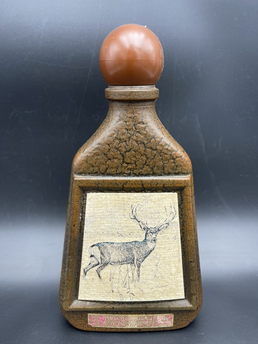 Vintage 1970's Jim Beam Whiskey Decanter with Mule Deer Buck on