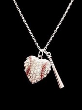 Baseball Necklace Heart Bat Softball Mom Christmas Gift Sports Jewelry