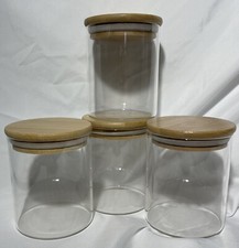 Clear Glass Tall Jar with Bamboo Lid 4 Pack