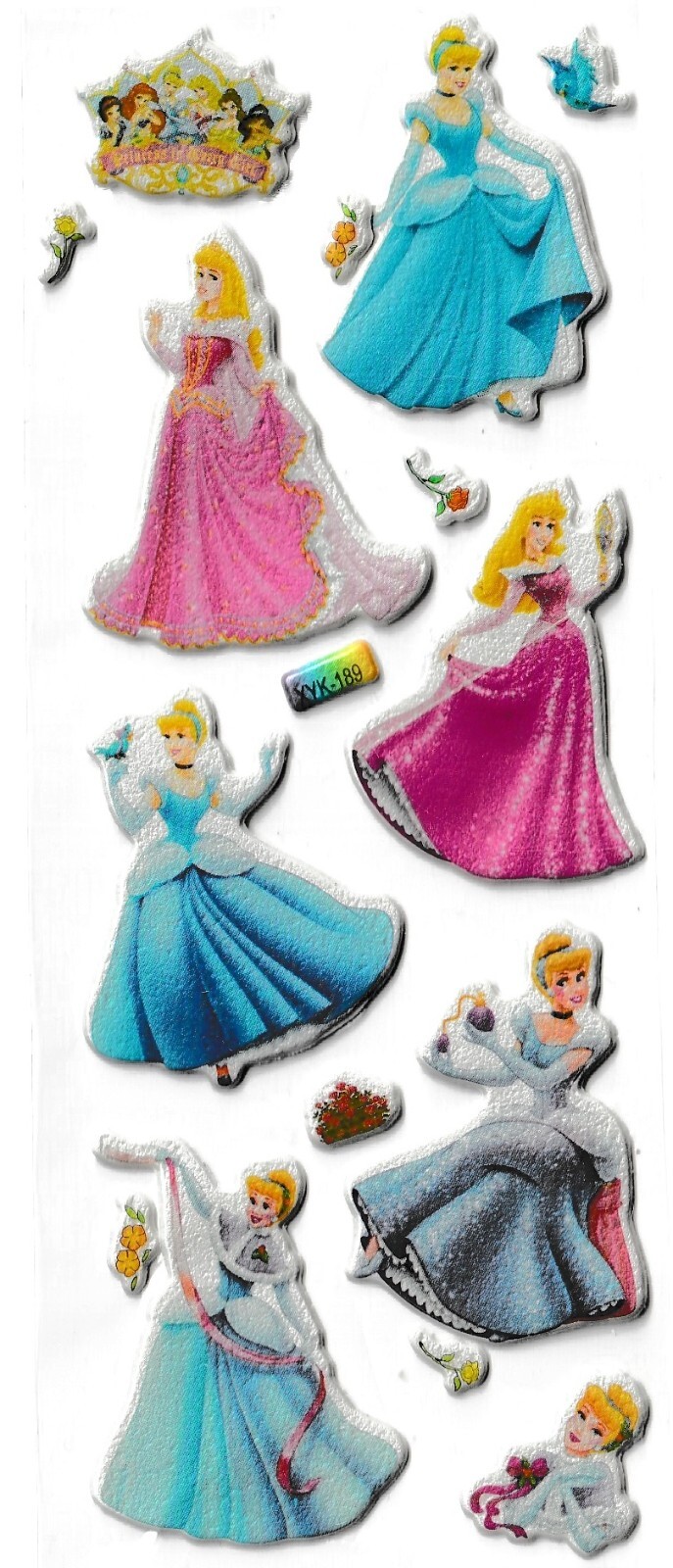 3D puffy Stickers Disney Princess Tiana Cinderella Ariel Rapunzel Belle