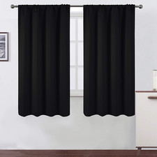 Black Blackout Curtains/42 X 63 Inch/Set of 2 Panels Rod Pocket Room Darkening C
