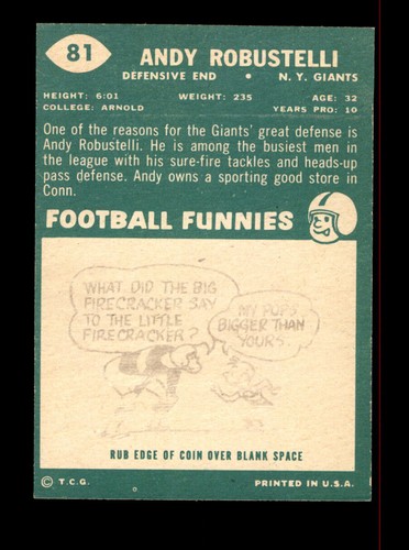1960 Topps #81 Andy Robustelli NM-MT - Picture 2 of 2
