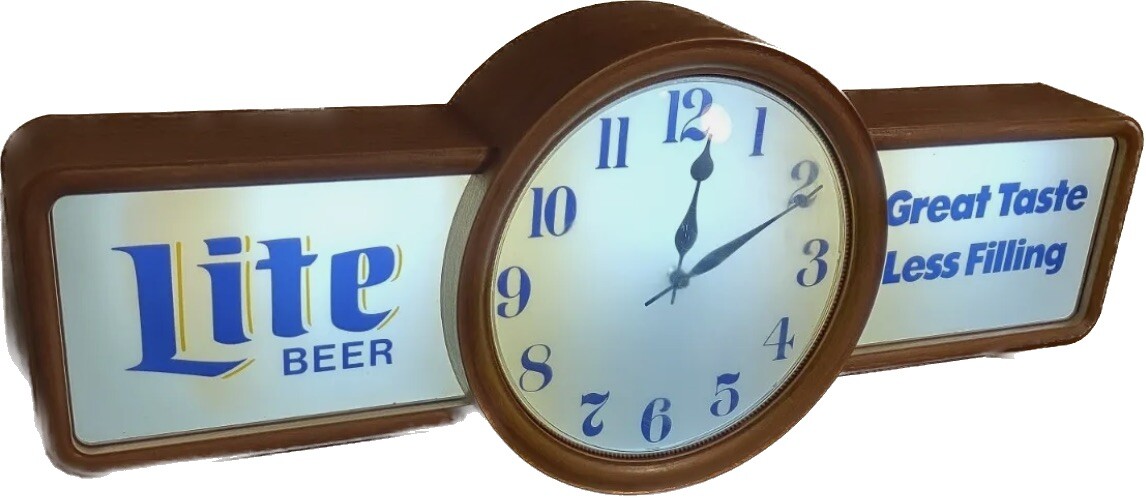 Vintage Lite Beer Clock Sign Light Up Very Good Condition Original 