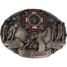 Vfw Veteran Foreign Wars Army Marines Navy Usaf Life Member Vintage Belt Buckle