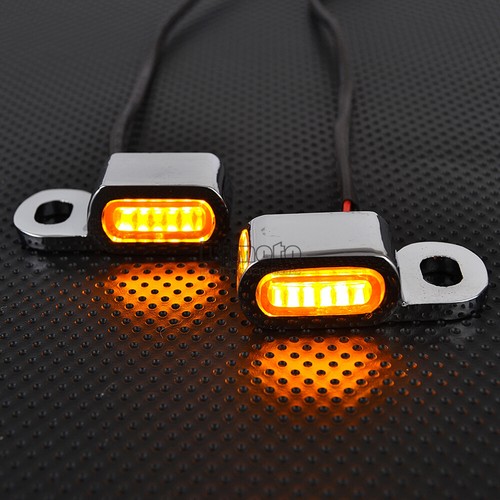 Motorcycle LED Mini Turn Signal Light Amber Handlebar Indicator For Harley Dyna - Picture 12 of 12