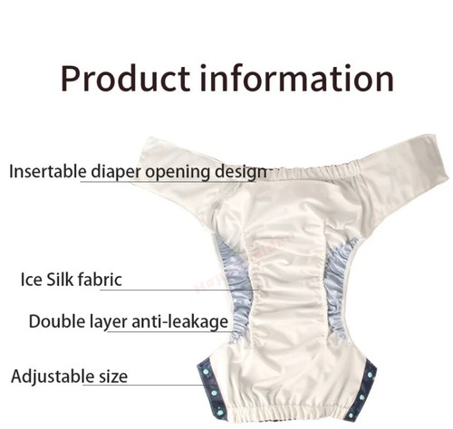 2Pack Unisex Adult Cloth Diapers Ice Silk Diapers Reusable Breathable Washable - Picture 9 of 28