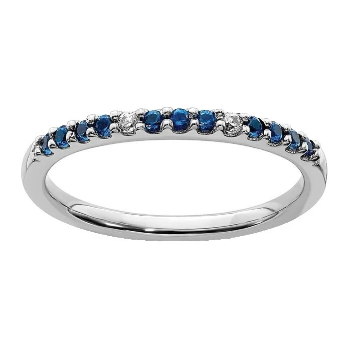 Anillos de Moda Zafiro Banda Blanca