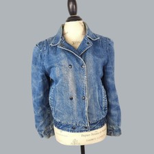 Vintage Womens Jean Jacket Small Acid Bomber
