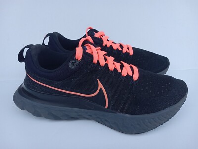 NIKE React Infinity Run FK Flyknit 2 Women's Sz 9 Triple Black Coral DC6757-993