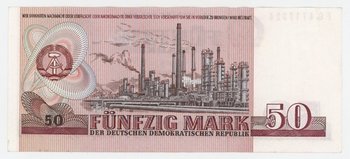 Billete casi sin circular de la República Democrática de Alemania 50 marcos 1971 Pick 30 aUNC - Imagen 2 de 2