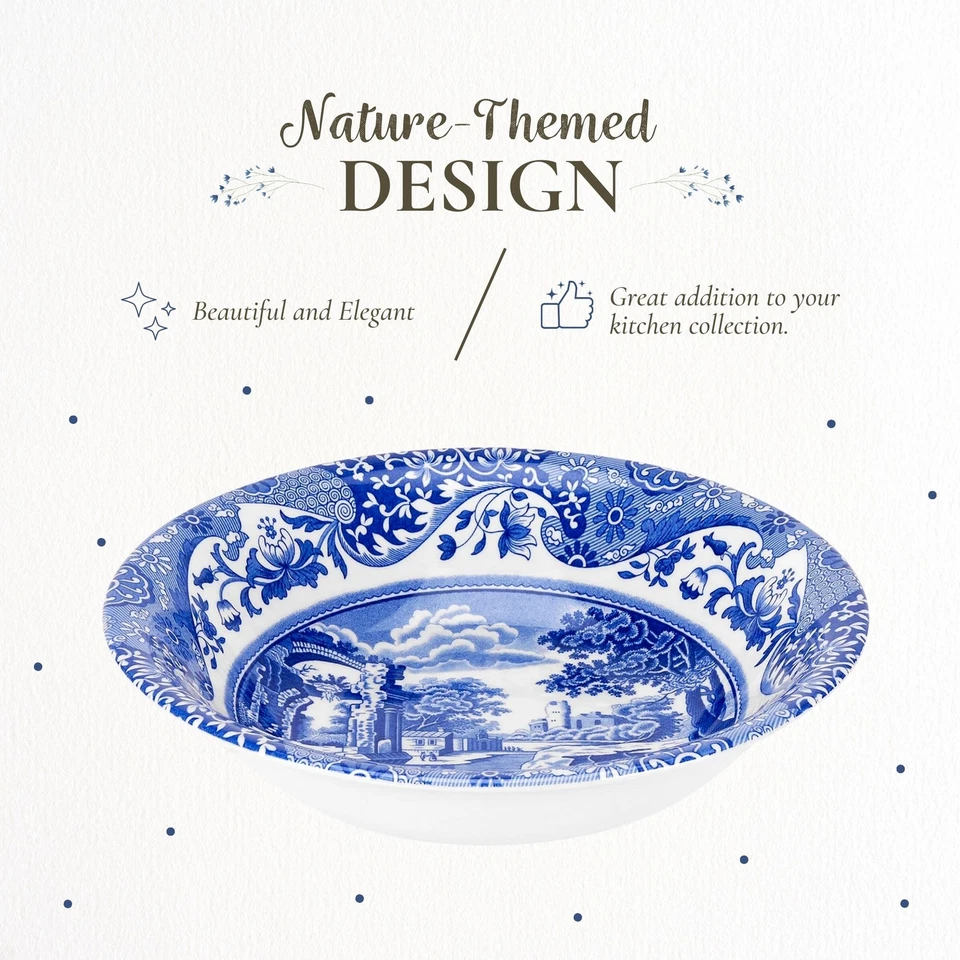 Фарфоровые чаши для хлопьев Spode Blue Italian Collection, набор из 4, 6,5 дюйма, синие, белые - Изображение 3 из 4