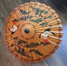 Vintage Japanese Rice Paper And Wood Parasol