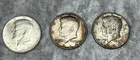 Lot Of 3 1964 Kennedy Half Dollars 37.5G 90% Silver Scrap Silver