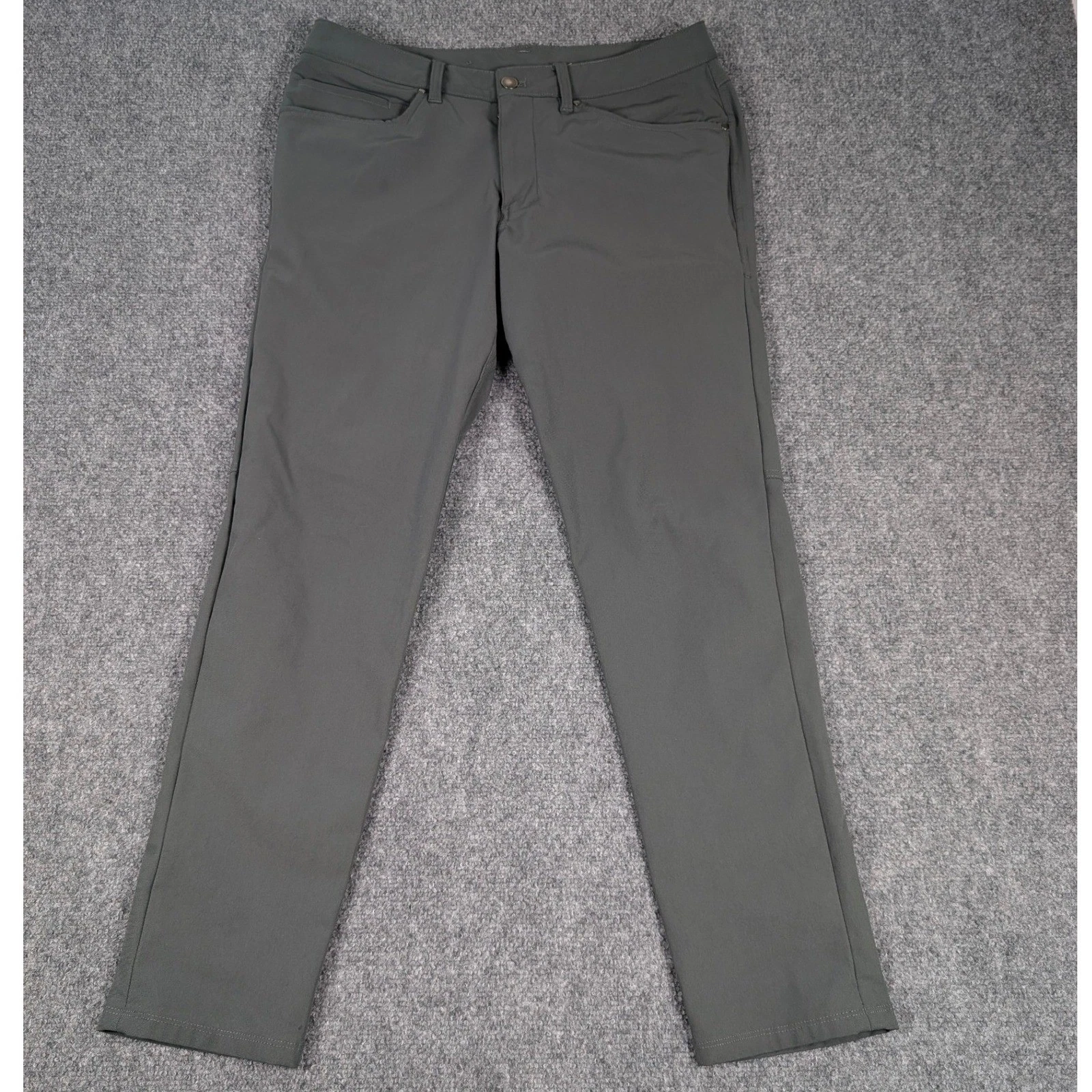 Lululemon ABC Pant Slim 32 Warpstreme Dark Olive Green Grey LM5972S Mens 32x28.5