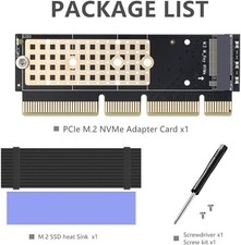M.2 M-Key NVMe SSD to PCIe 3.0 X16/X8/X4 Card with Heat Sink, NVME Adapter