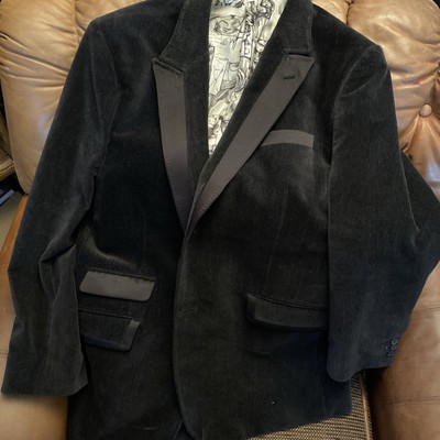 ROBERT GRAHAM LOV- VELOUR SPORT COAT JACKET BLAZER Men's 38R Black Gray 