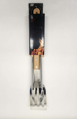 New Good Cook BBQ Tool Set 3 Piece Fork Turner Tongs Stainless Steel Wood Handle