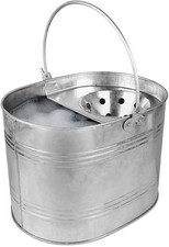 New Mop Bucket Galvanised Strong 15 Litre Capacity for Cleaning Heavy Duty Metal