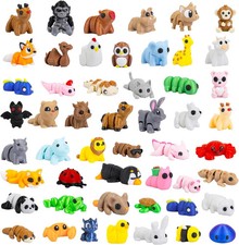 48 PCS Mini 3D Printed Animals Small Pack, Articulated 3D Animal Fidget Toys Als