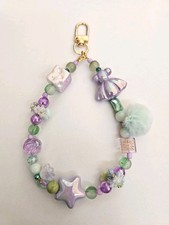 Phone charm wristlet - keychain - bag accessory multicolor beads hand-made