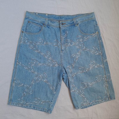 Dada Supreme Herren Vintage Baggy Denim Shorts Gr. 40 bestickt Hip Hop 90s Y2K