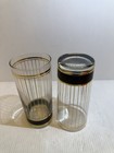 Pair MCM Culver Devon Black 12 Ounce Highball Glasses Barware Gold Black Stripe — photo 3