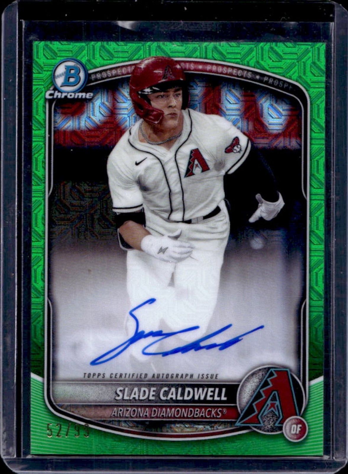 2025 Bowman Slade Caldwell Chrome Auto Mega Box Green Refractor 1st #52/99