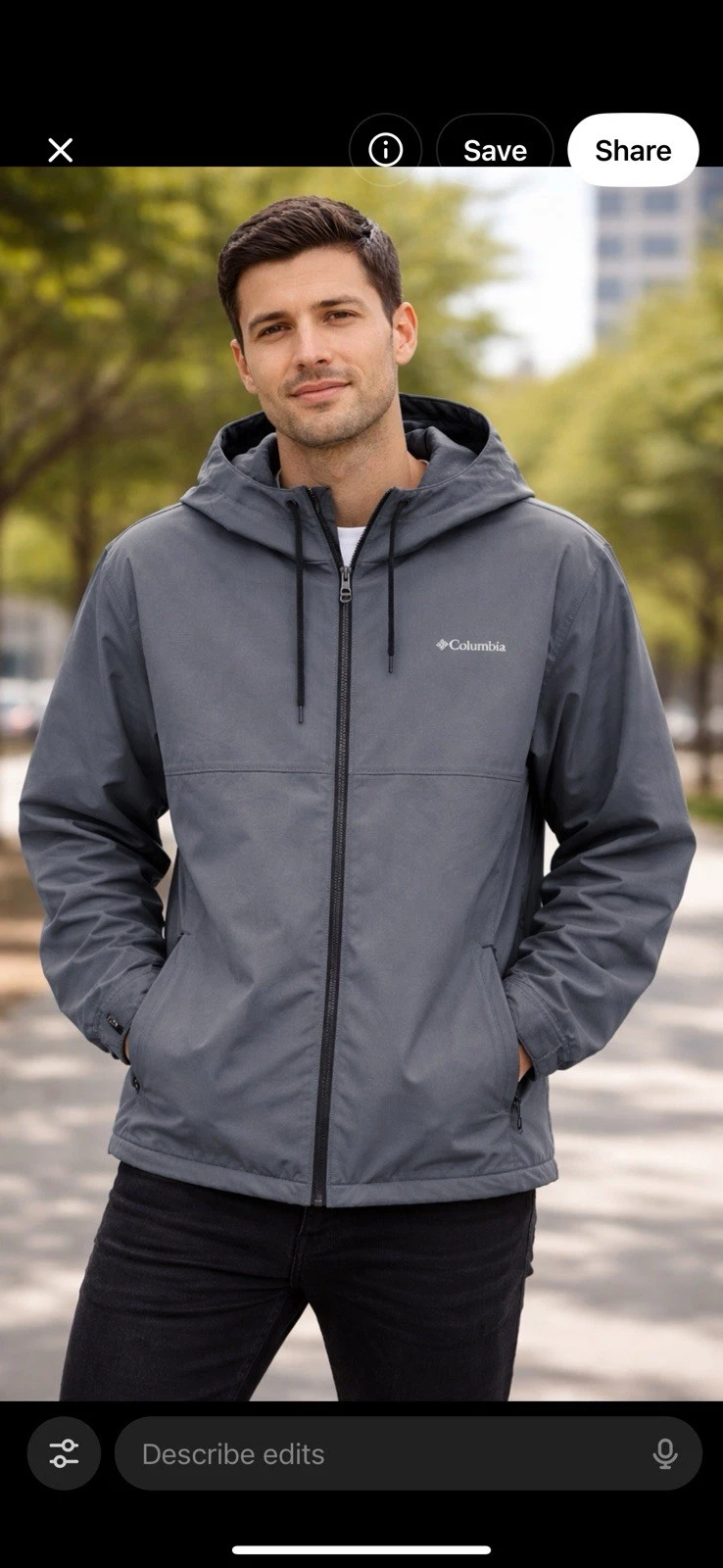 Columbia Men’s Hooded Jacket Size XXL Gray Full Zip Lightweight Windbreaker