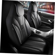 Premium Car Seat Covers Front Seat - Velour  Leather Car Seat Black - Grey