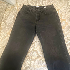 Good American Women  s Black Wash Straight Jeans Mid Rise 5-Pocket Denim