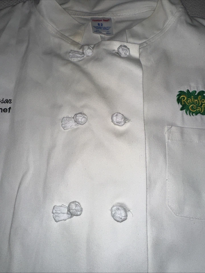 Abrigo de chef ejecutivo blanco uniforme vintage Rainforest Café para hombre talla 52 Foto 4 de 4