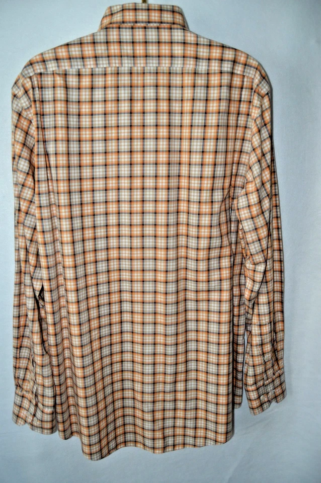 Camisa de vestir Enro para hombre manga larga naranja a cuadros XLT algodón Foto 2 de 4