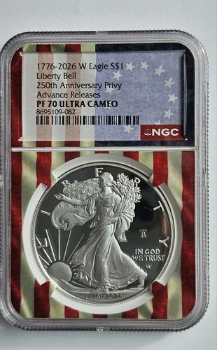 2026-W American Silver Eagle ADVANCE RELEASES PF70 UCAM Flagcore