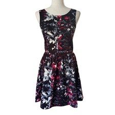 Vintage Love Ady Abstract Print Sleeveless Fit Flare Dress Women Med Mini Y2K