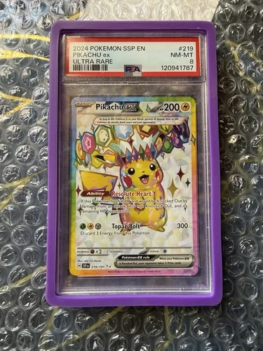 Pokémon TCG Pikachu EX Surging Sparks Ultra Rare 219/191 NM PSA 8