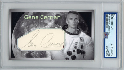 Gene Cernan Signed Custom Cut 3x5 Card Apollo 17 Moonwalker PSA Slabbed AUTO