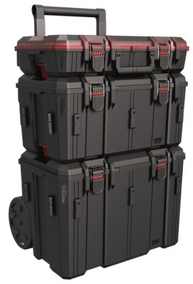 Hyper Stack Heavy Duty 3PC Modular Rolling Toolbox System Rolling Tool Box Black