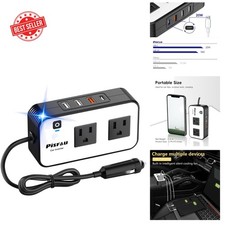 200W Portable Car Power Inverter - Dual AC  4 USB Ports for On-the-Go Charging