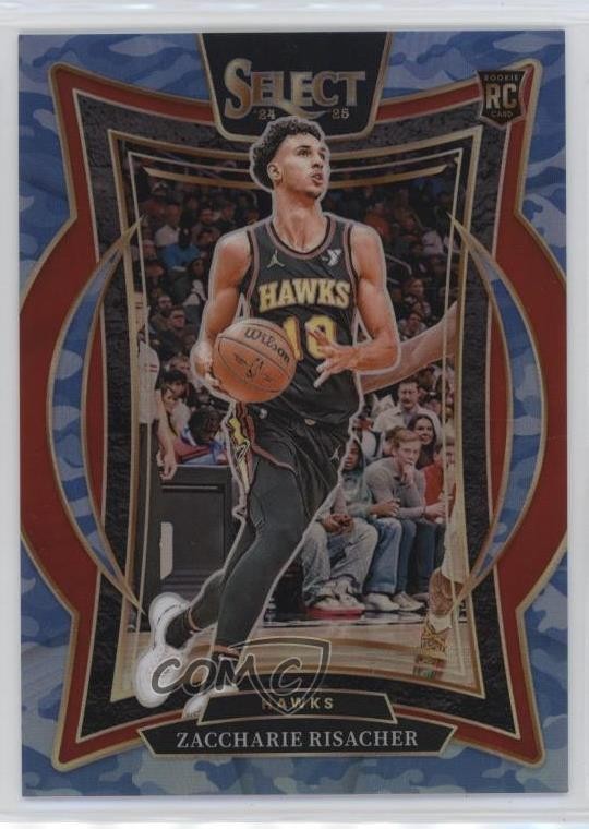 2024-25 Panini Select Concourse Blue Camo Prizm 6/99 Zaccharie Risacher #86 4f5