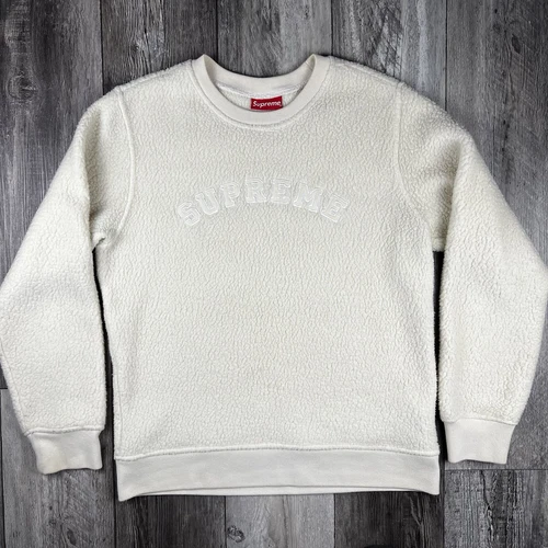 Pull col ras du cou Supreme Polartec Deep Pile Cream Sherpa taille moyenne homme