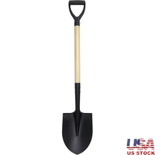 Durable Round Shovel Metal Blade Ergonomic Handle Garden Camping Snow Tool New